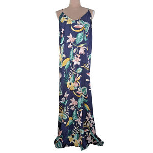Old Navy Floral Maxi Dress Navy Size XL Tall Tropical Beachy Vacation Resort